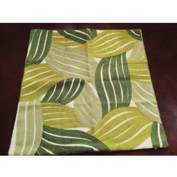 Modern Pillow Cover Embroidered Leaf Decorative Throw Case Spring Summer Decor - Picture 7 of 11